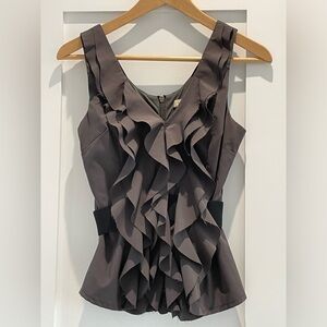 Strapless, ruffled blouse